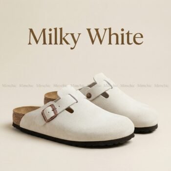 Mimchic Suede Clogs Milky White