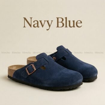 Mimchic Suede Clogs Navy Blue
