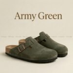 Mimchic Suede Clogs Army Green