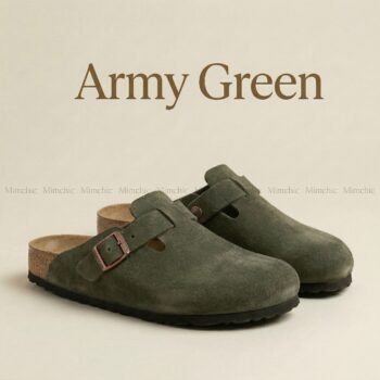 Mimchic Suede Clogs Army Green