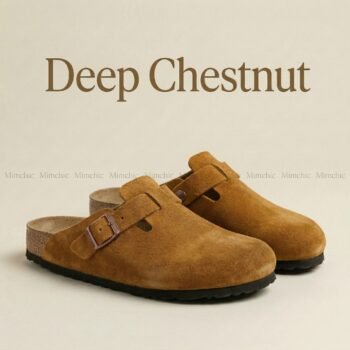 Mimchic Suede Clogs Deep Chestnut